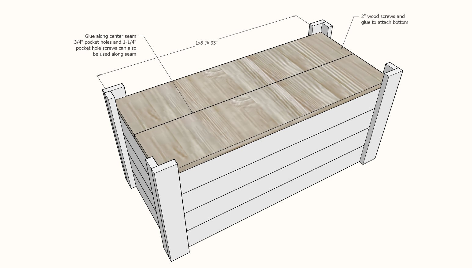 Standard toy box clearance size